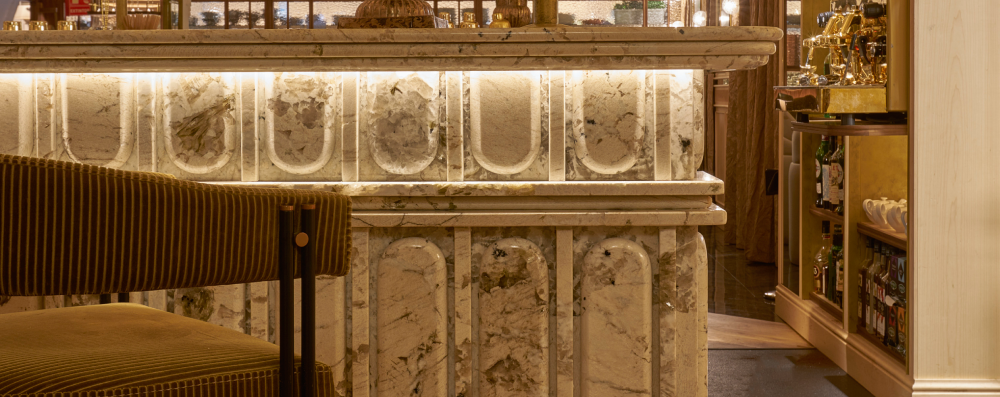 Detalle del diseño interior del restaurante Babette llevado a cabo por Sixfold